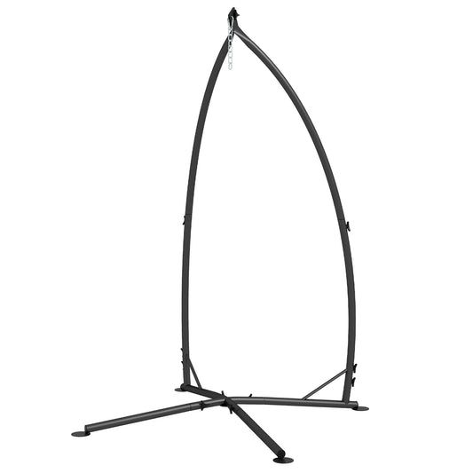 Outsunny Hammock Chair Stand, Hanging Heavy Duty Metal Frame With Chain Air Porch Egg Swing Chair,  Indoor & Outdoor Use, Black