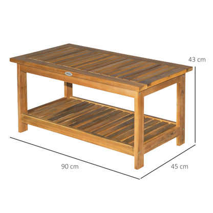 Outsunny 45 x 90cm Natural Acacia Wood Two-Tier Garden Table