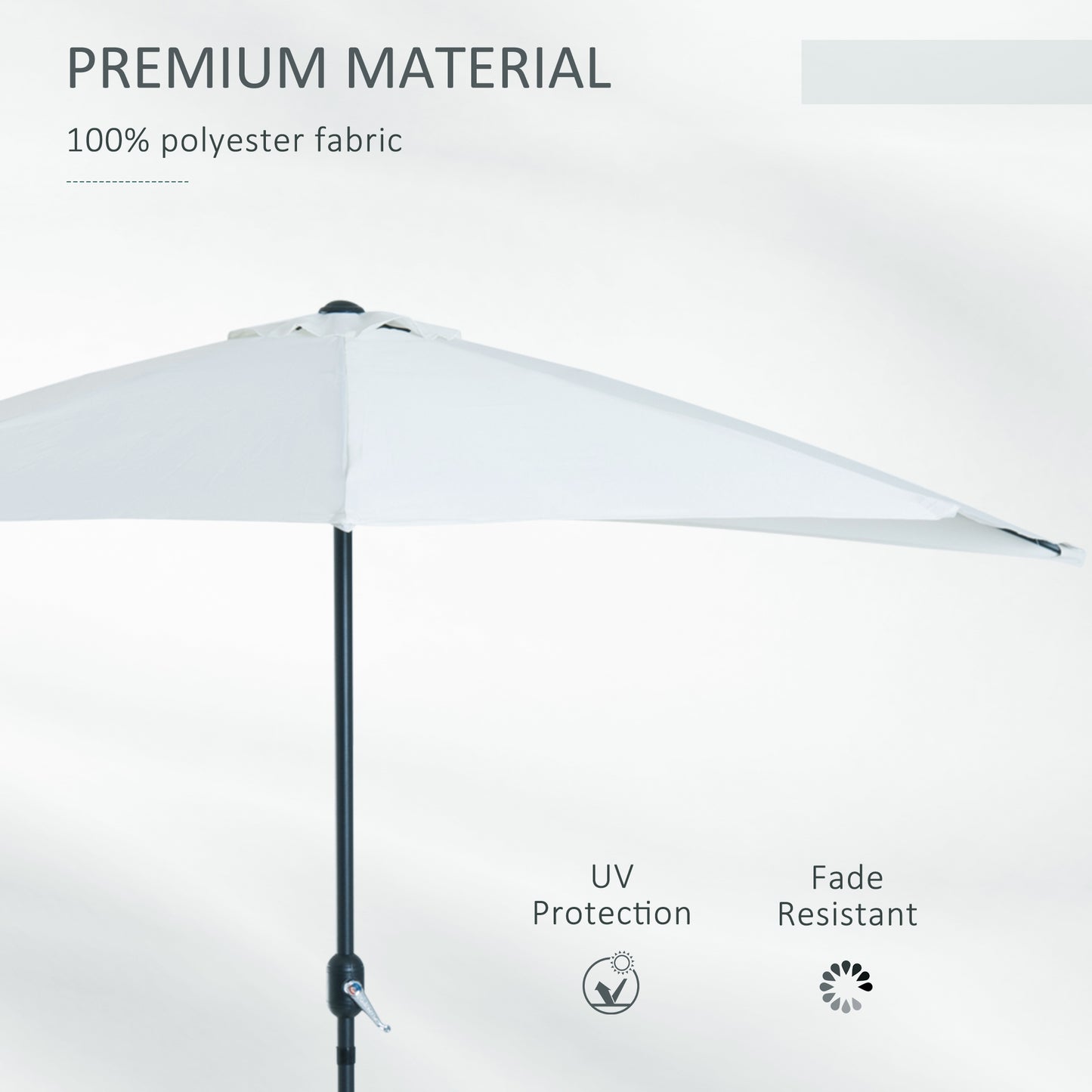Outsunny 3 m Half Round Umbrella Parasol-White