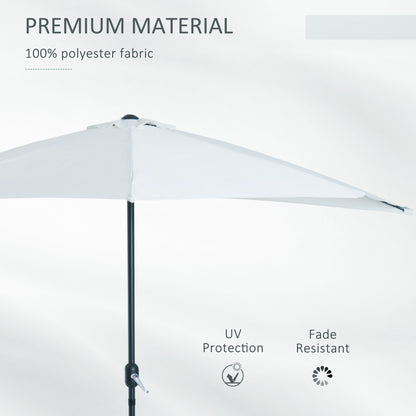 Outsunny 3 m Half Round Umbrella Parasol-White