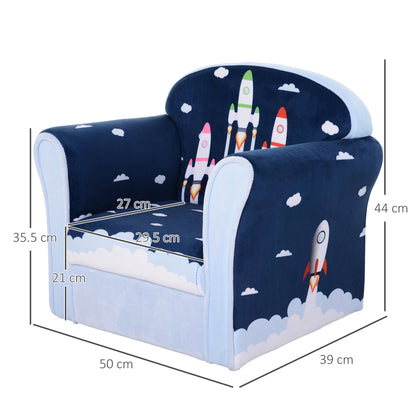 Children's Chair Armchair Single Sofa,  50 x 39 x 44cm, for 18M+, Blue