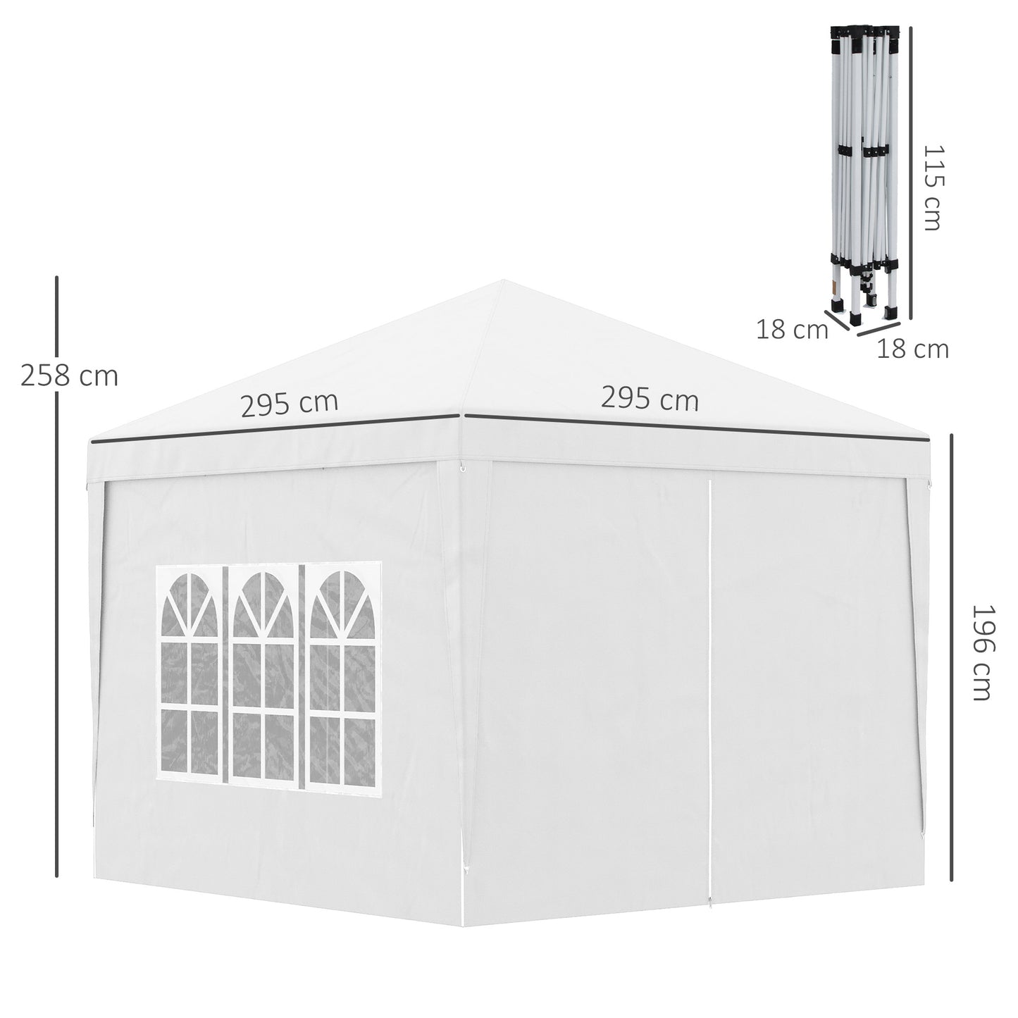 Outsunny 3 x 3m Pop Up Camping Gazebo, Wedding Party Canopy Tent Marquee with Carry Bag and Windows, White