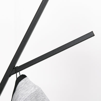 Free Standing Metal Coat Rack Stand 9 Hooks Clothes Tree with 1 Shelf Hat Display Hall Tree Hanger Bag Umbrella Hanging Organiser (Black) 180cm