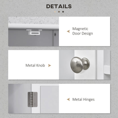 Kleankin Bathroom Cabinet, Wall Mount Storage Organizer with Mirror, Adjustable Shelf for Bathroom, Kitchen, Bedroom, White