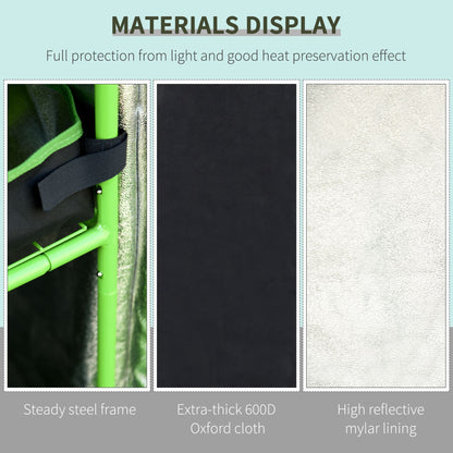 Outsunny Hydroponic Plant Grow Your Own Tent, 80L x 80W x 160Hcm-Black/Green