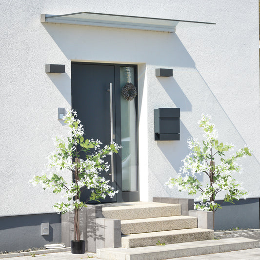 Artificial Plants Honeysuckle Flower in Pot Fake Plants with Curved Boots for Indoor Outdoor 15x15x150cm Set of 2 White