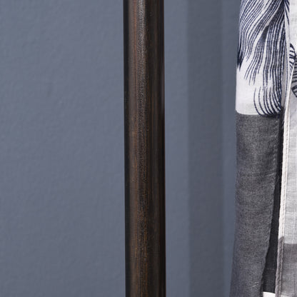 Clothes Rail, Bamboo Coat Stand, Garment Rack with Open Shelves and Fabric Storage Box for Bedroom, Hallway, Dark Walnut