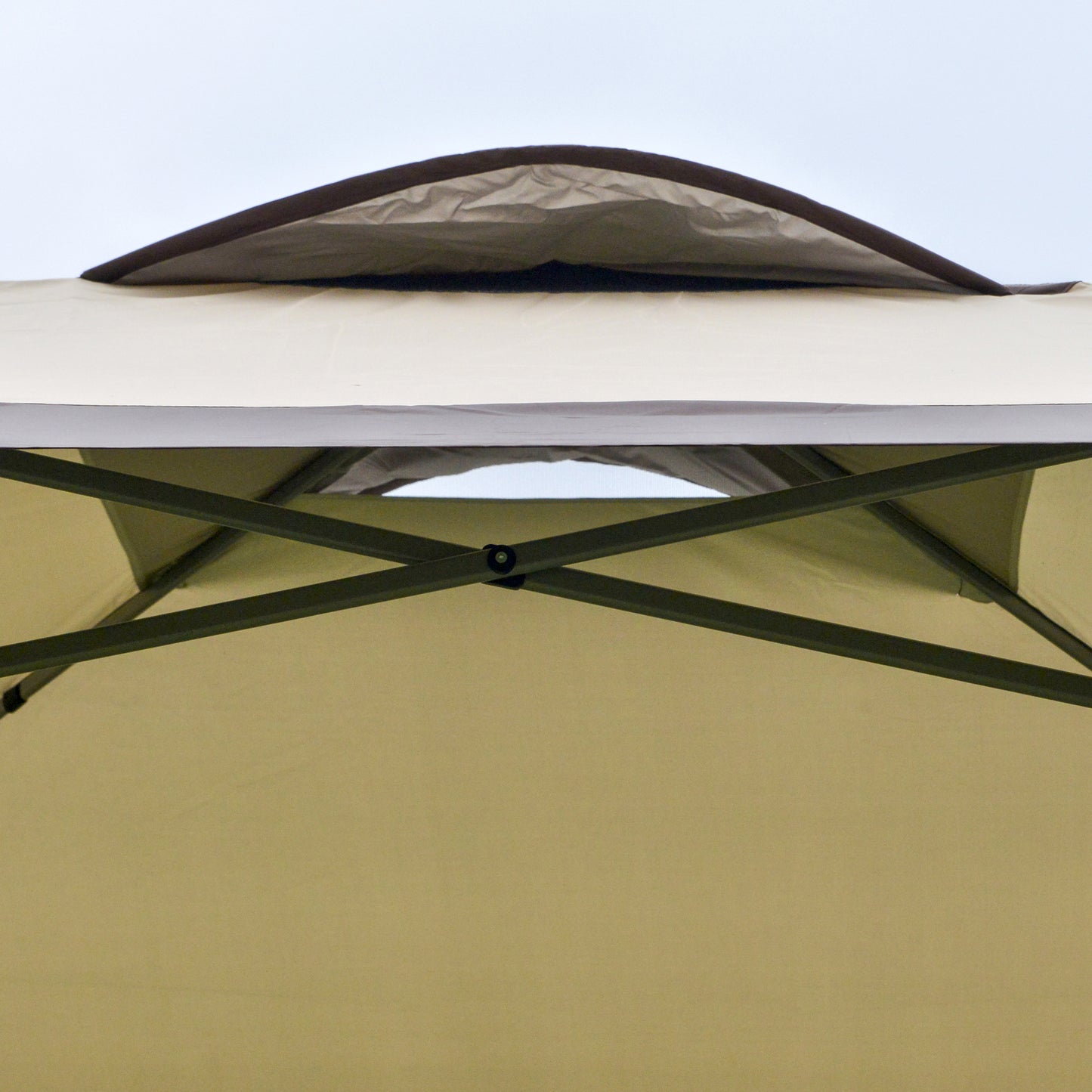 Outsunny 4 x 4m Pop-up Canopy Gazebo Tent with Roller Bag & Adjustable Legs Outdoor Party, Steel Frame, Brown