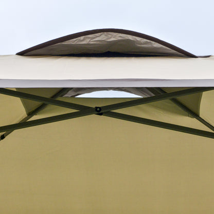 Outsunny 4 x 4m Pop-up Canopy Gazebo Tent with Roller Bag & Adjustable Legs Outdoor Party, Steel Frame, Brown