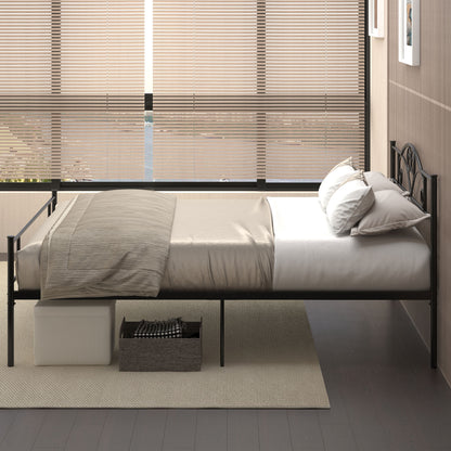 King Size Bed Frame, 5ft4 Metal Bed Base with Headboard and Footboard, 31cm Underneath Storage Space for Bedroom