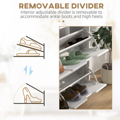 Shoe Storage Cabinet, 4 Flip Drawers, Shoe Organizer for 16 Pairs of Shoes, White