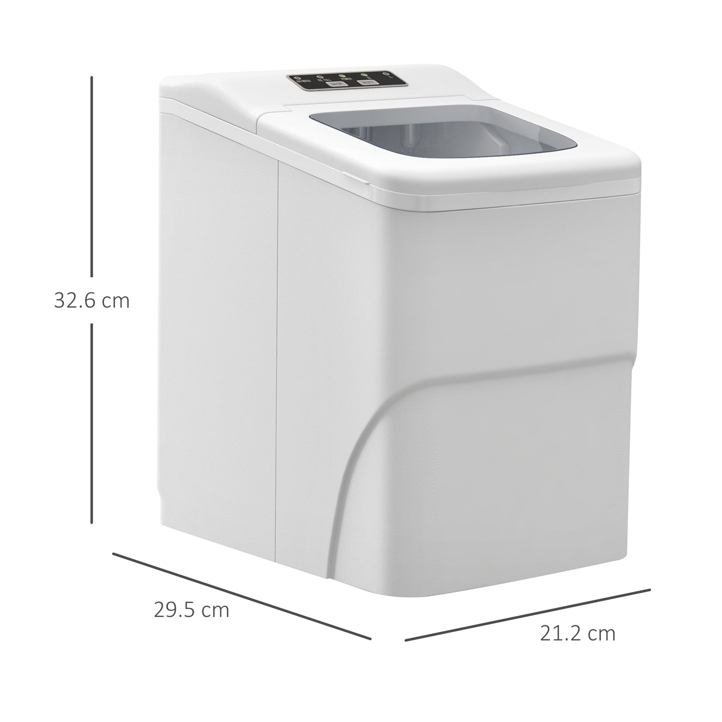 Portable Bullet Ice Cube Maker Machine Countertop, Automatic Cleaning, Visible Window Scoop And Basket For Kitchen - White