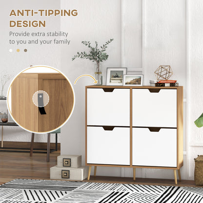 Shoe Storage Cabinet, 4 Flip Drawers, Shoe Organizer for 16 Pairs of Shoes, Natural