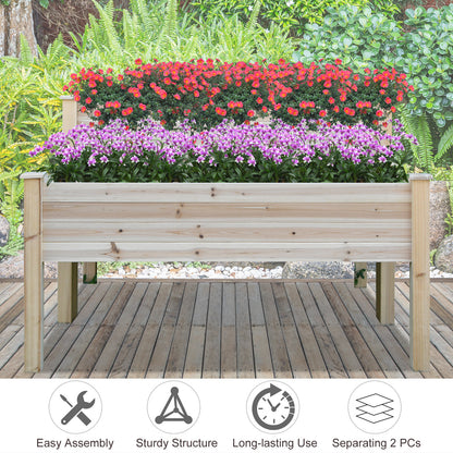 Outsunny 2-Piece Solid Fir Wood Plant Raised Bed Flower Vegetable Herb Grow Box Stand Garden Step Planter Stand Free Combination