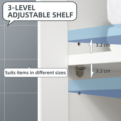 Kleankin Bathroom Cabinet, Bathroom Storage Unit with Drawer, Double Door Cabinet, Adjustable Shelf for Living Room, White