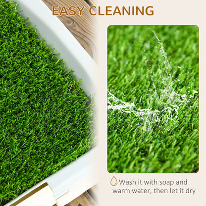 Indoor Puppy Training Toilet | 3-Layer Design | Artificial Grass Pad | Grid Panel & Tray | Anti-Slip Pads | Portable | Suits Dogs Up to 25cm Body Length | 46.5x34x5.5cm | Green