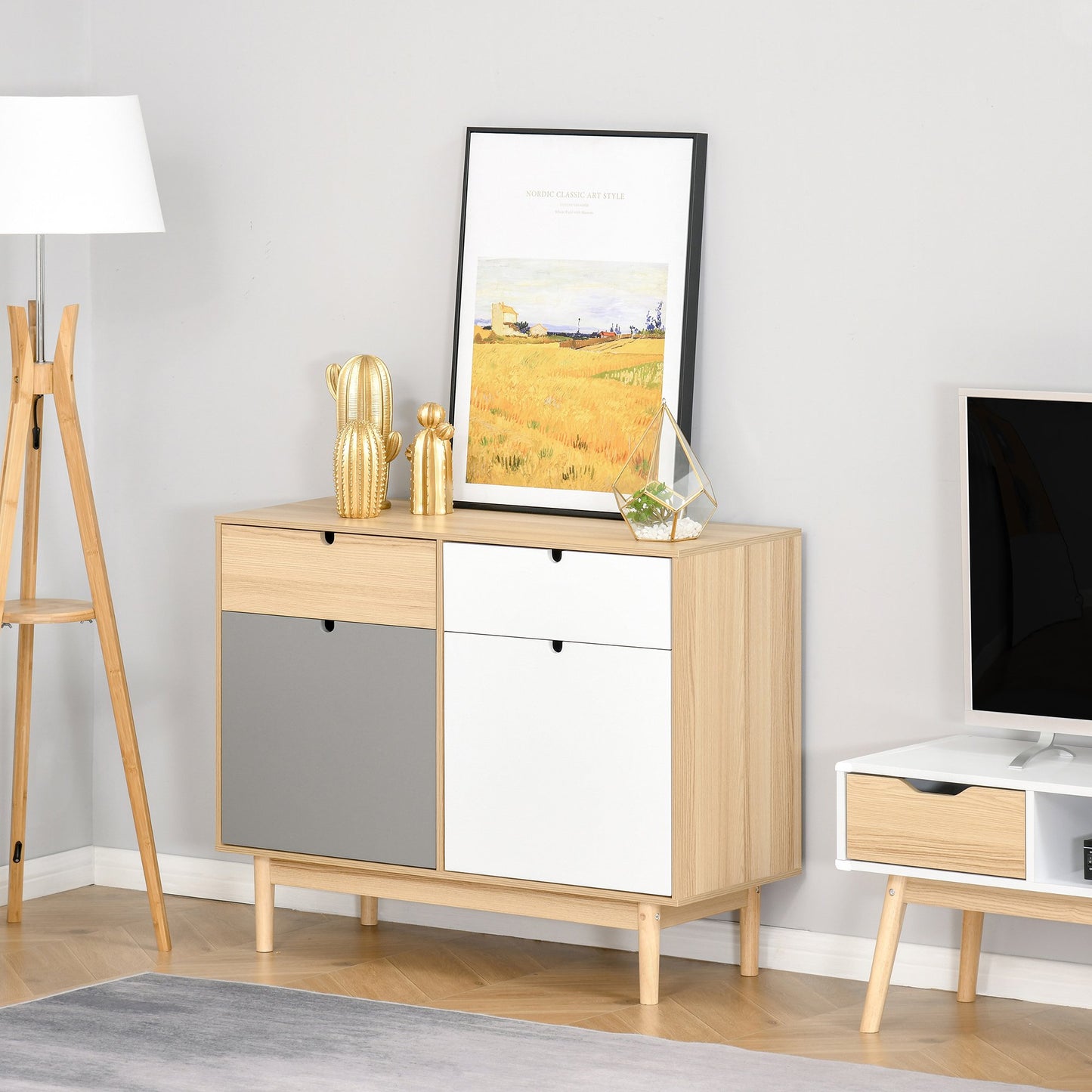 Sideboard Storage Cabinet Kitchen Cupboard with Drawers for Bedroom, Living Room, Entryway