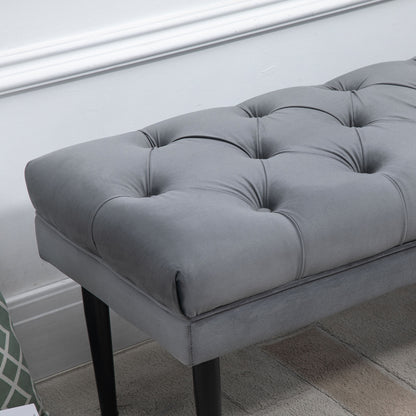 Entryway Bench, Bed End Bench, Button Tufted Window Seat, Upholstered Accent Stool for Living Room, Bedroom, Hallway, Grey
