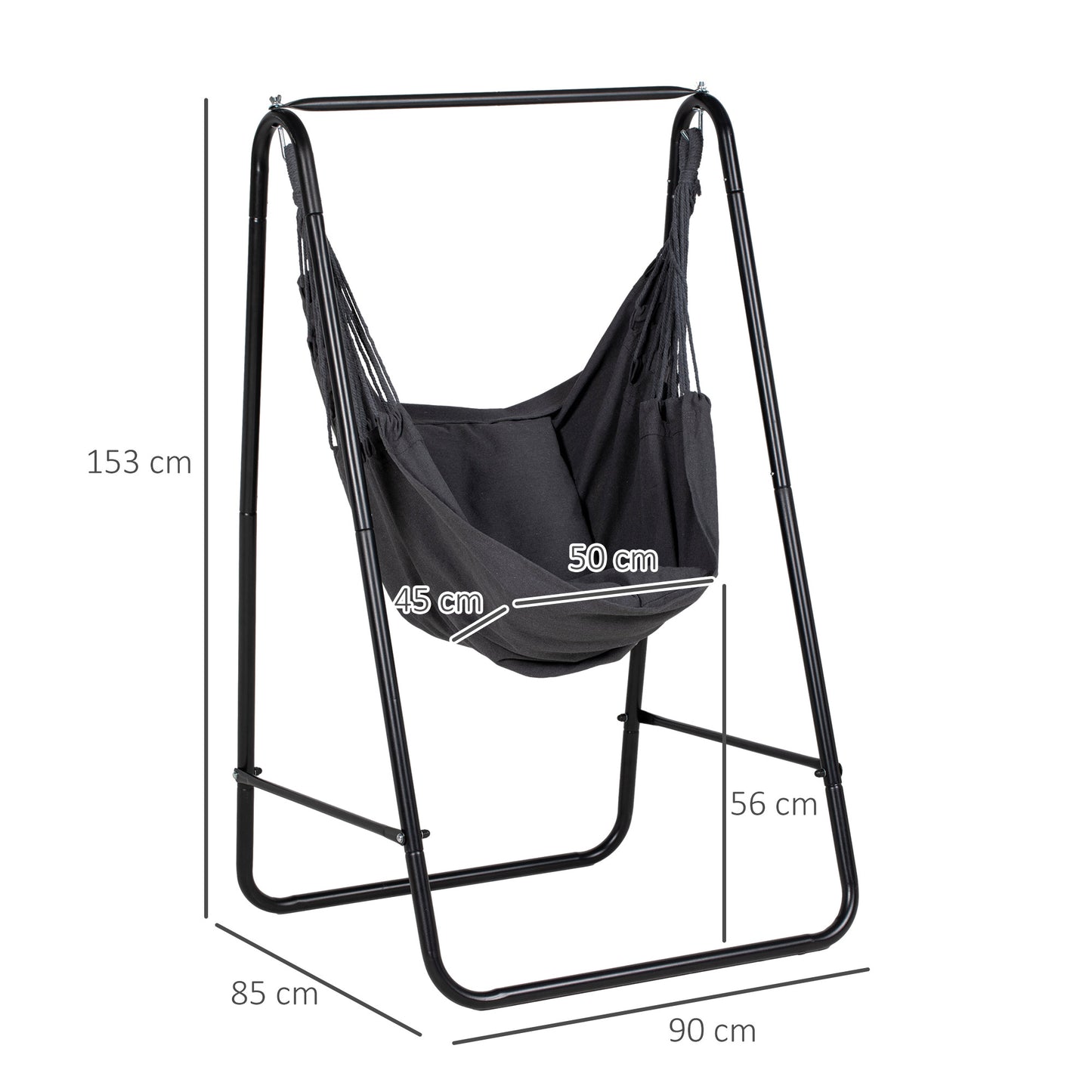 Outsunny Hammock Swing Chair with Stand And Cushion - Dark Grey