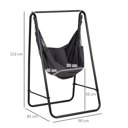 Outsunny Hammock Swing Chair with Stand And Cushion - Dark Grey