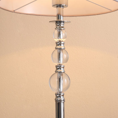 Floor Lamp with Hollow Out Fabric Shade, Chrome Base, Elegant Decoration for Bedroom, Living Room, Study, Grey