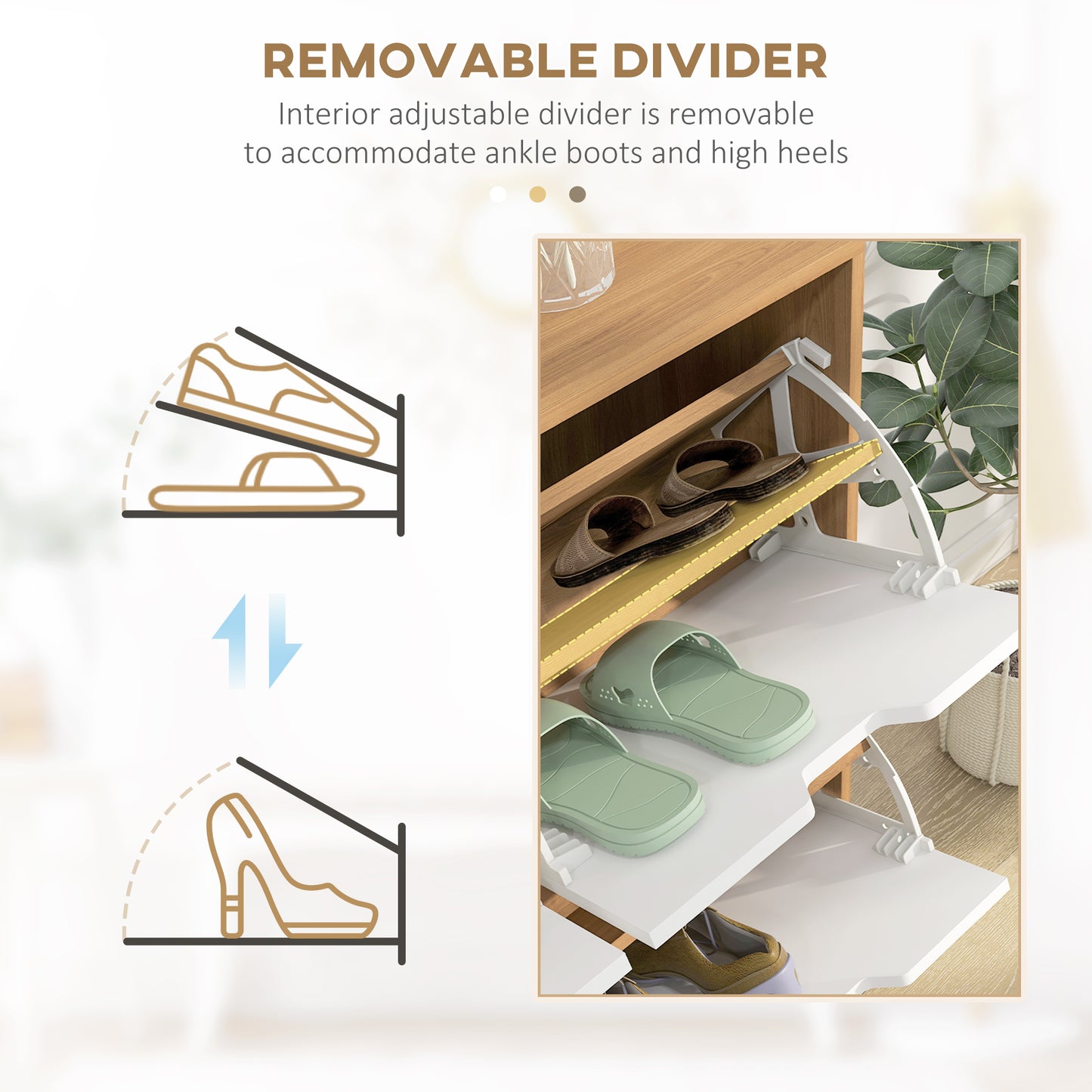 Shoe Storage Cabinet, 4 Flip Drawers, Shoe Organizer for 16 Pairs of Shoes, Natural