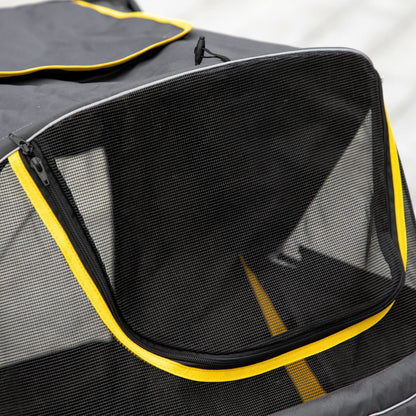 PawHut One-Click Foldable Pet Travel Stroller with Rain Cover, Cat Dog Pushchair with Front Wheels, Shock Absorber, Storage Bags, Mesh
