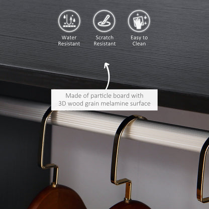 Open Wardrobe with Hanging Rod and Storage Shelves Mobile Garment Rack on Wheels Bedroom, Cloakroom, Black