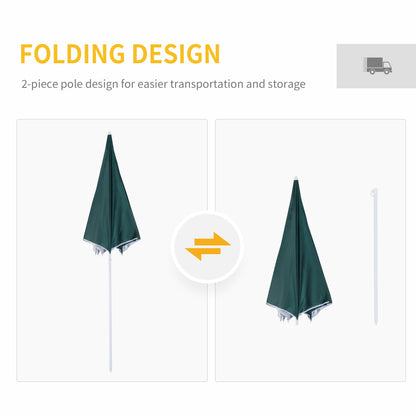 Outsunny 2.2M Fishing Umbrella Parasol With Side - Dark Green