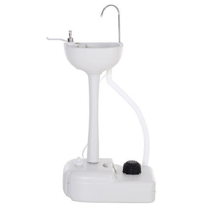 Outsunny HDPE Outdoor Camping Soap Dispending Sink With Towel Holder White