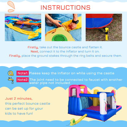Outsunny 5 in 1 Bouncy Castle for Children with Blower for 3-8 Years Old Kids