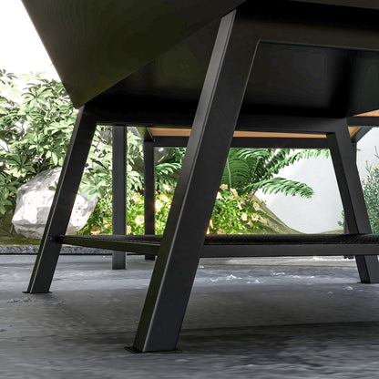 Outsunny 3-in-1 Charcoal Barbecue Grill, Rotisserie Roaster, Fire Pit with Storage Shelf and Mesh Lid