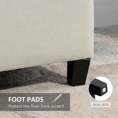 Linen Storage Ottoman, End of Bed Bench, Padded Footrest Seat with Tufting Design, Hinged Lid and Wood Frame 125L x 49W x 41.5H cm Beige