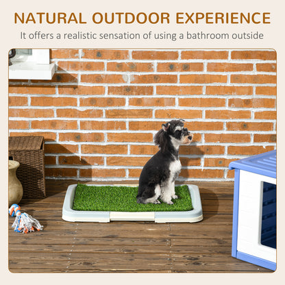 Indoor Puppy Training Toilet | Large | 3-Layer Design | Artificial Grass Pad | Grid Panel & Tray | Anti-Slip Pads | Portable | Suits Dogs Up to 37cm Body Length | 63x48.5x6cm | Green