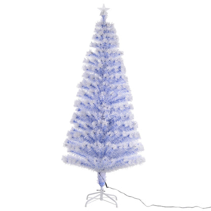 Artificial Fibre Optic Christmas Tree With 26 LED Lights Pre-Lit White Blue 6FT