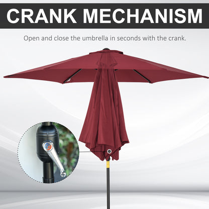 Outsunny Wine Red 9ft Aluminum Sun Shade Pole Patio Umbrella  Outdoor Market Café Yard Gazebo Cover