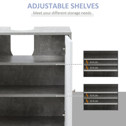 Kleankin Under Sink Cabinet, Bathroom Vanity Unit, Pedestal Under Sink Design, Storage Cupboard with Adjustable Shelves, White and Grey