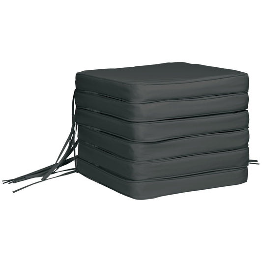 Outsunny Set of 6 Piece Chair Cushion, 42Lx42Wx5T cm - Grey