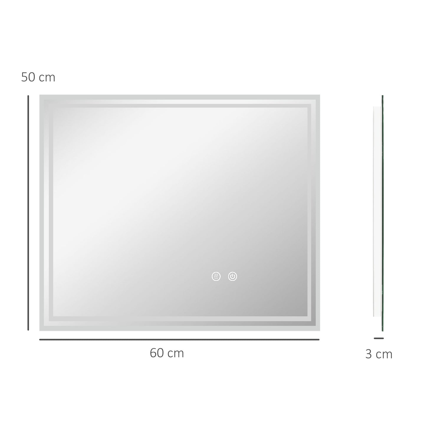 Kleankin LED Bathroom Mirror with Lights, Illuminated Makeup Mirror, Vanity Mirror with 3 Colour, Smart Touch, Anti-Fog