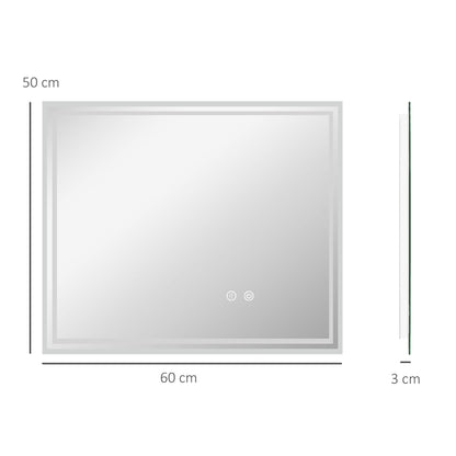 Kleankin LED Bathroom Mirror with Lights, Illuminated Makeup Mirror, Vanity Mirror with 3 Colour, Smart Touch, Anti-Fog