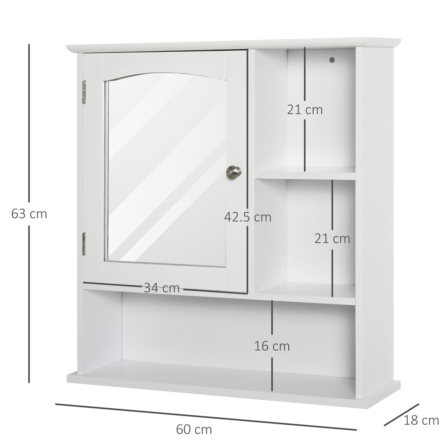 Kleankin Bathroom Cabinet, Wall Mount Storage Organizer with Mirror, Adjustable Shelf for Bathroom, Kitchen, Bedroom, White