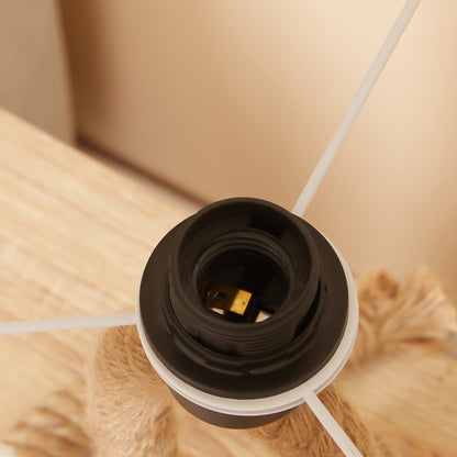 Farmhouse Table Lamp with Rope Base for E27 LED Halogen Bulb, Desk Fabric Light, Bedroom, Living room, Study