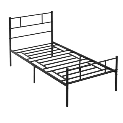 Single Metal Bed Frame Solid Bedstead Base with Headboard and Footboard, Metal Slat Support and Underbed Storage Space, Bedroom Furniture
