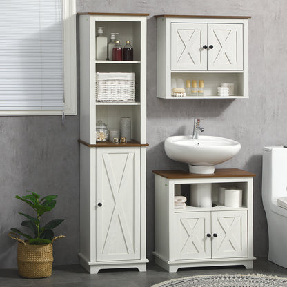 Kleankin Bathroom Cabinet, Tall Storage Cabinet With Door and Adjustable Shelves, 39.5 x 30 x 160 cm, White