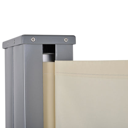 Outsunny Steel Frame Retractable Double Side Awning Beige