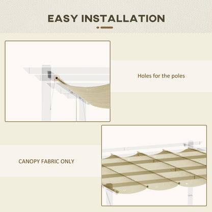 Outsunny Retractable Pergola Shade Cover, Replacement Canopy for 4 x 3 (m) Pergola, Retractable Roof, Beige