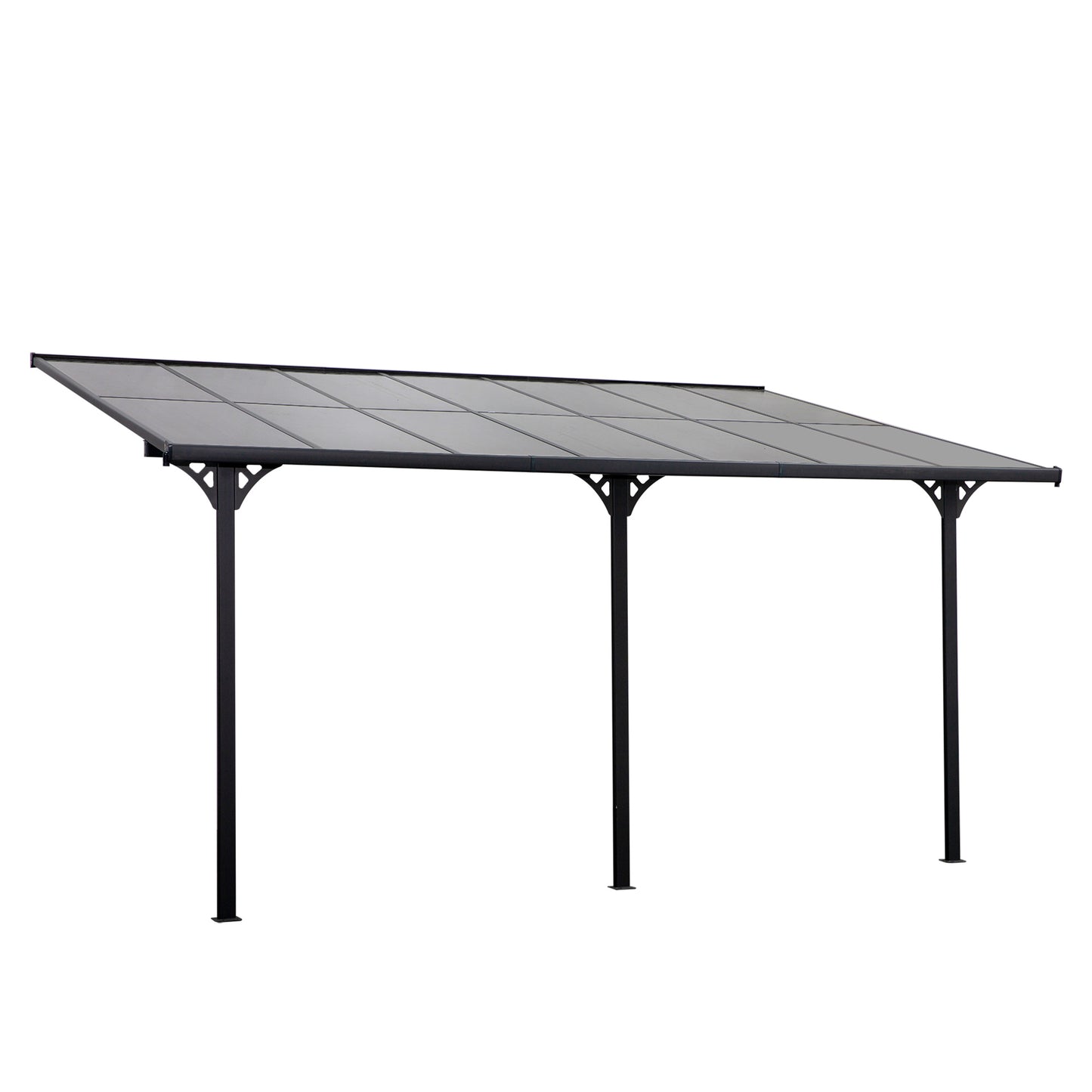 Outsunny Outdoor Patio Wall-mounted 4.35 x 3(m) Gazebo Pergola, Aluminum Post, PC Roof