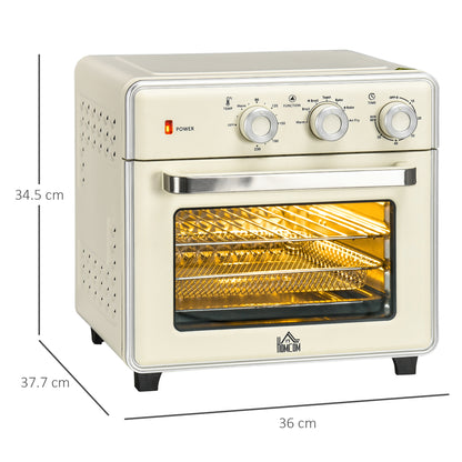 Retro Style 7-in-1 Toaster Oven, 20L 4-Slice Convection Oven with Warm, Broil, Toast, Bake, Air Fryer, 60min Timer and Adjustable Thermostat