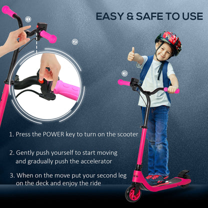 Electric Scooter, 120W Motor E-Scooter w/ Battery Level Display, 2 Adjustable Heights, and Rear Brake, Suitable for 6+ Years Old