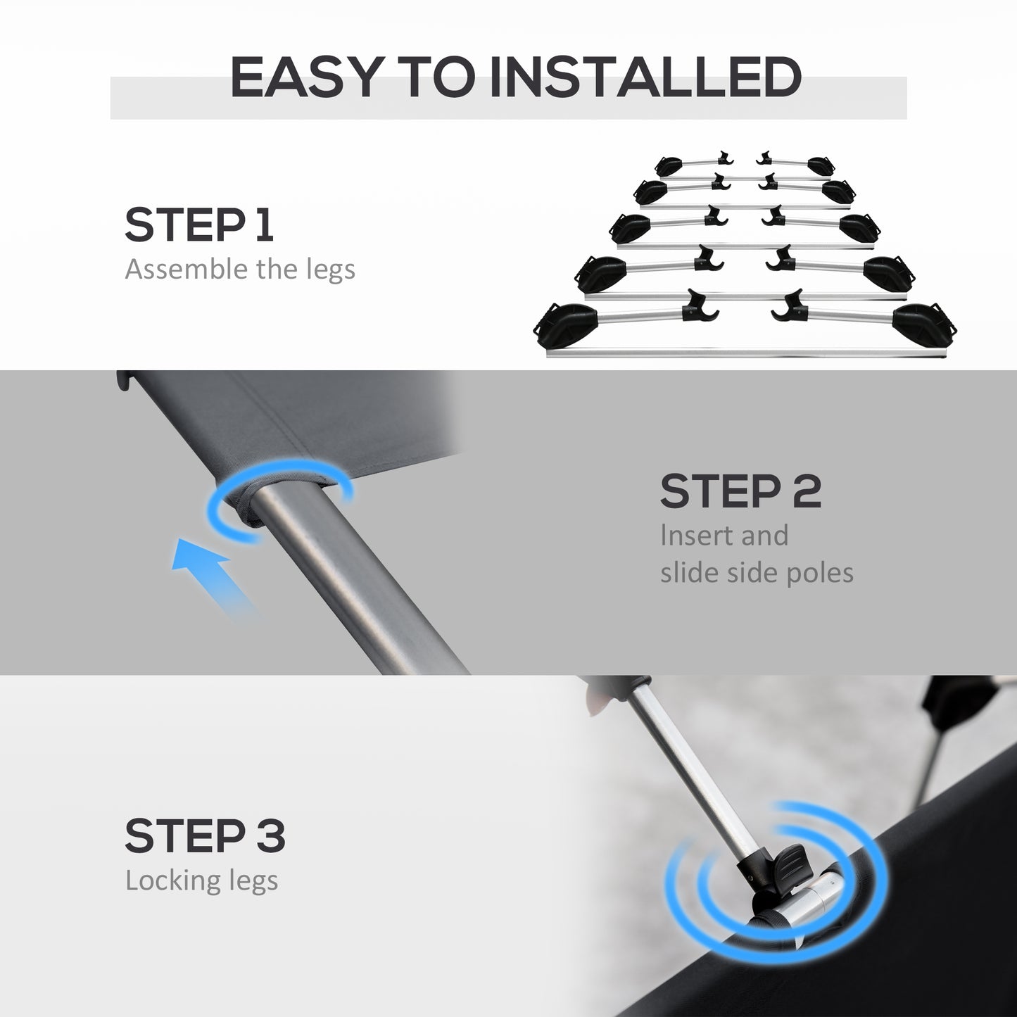 Outsunny Lightweight Camping Bed, Aluminium Portable Camp Cot Sleeping Bed w/Strong Support 150kg and Carry Bag for Adults Outdoor Overnighter Camping